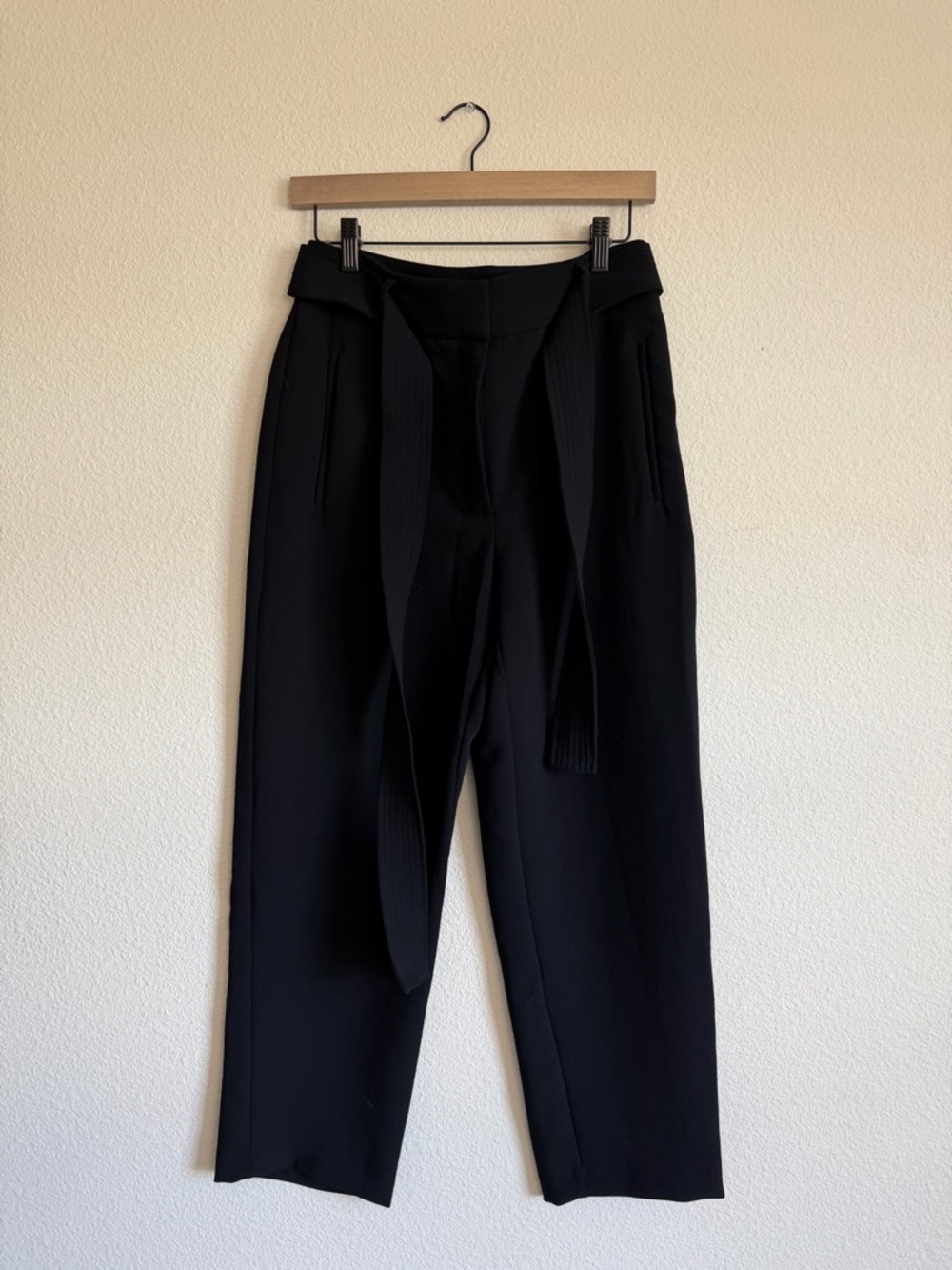 Aritzia Wilfred High-Rise Black Belted Trousers